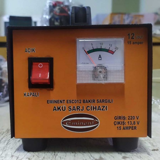 Eminent ESC15 12V 15Ah Bakır Sargılı Şalterli Akü Şarj Cihazı