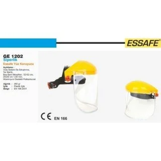 essafe GE1202 EN166 1B 20x40cm Aluminyum Destekli Şeffaf Polikarbon Vizör dahil Yüz Koruyucu Maske