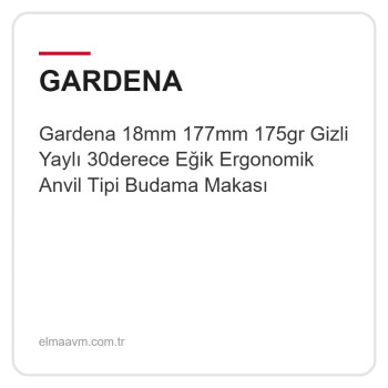 Gardena 18mm 177mm 175gr Gizli Yaylı 30derece Eğik Ergonomik Anvil Tipi Budama Makası