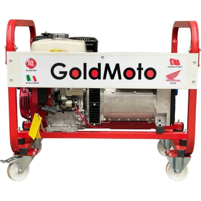 Goldmoto GM9.5BJHE GX390 8.5kVa 10kW 13bg 389cc 94kg Tekerli Marşlı Monofaze Benzinli Jeneratör Goldmoto GM9.5BJHE GX390 8.5kVa 10kW 13bg 389cc 94kg Tekerli Marşlı Monofaze Benzinli Jeneratör