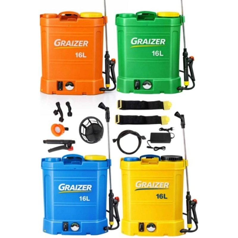 Graizer 16lt 130cm 5.5kg 12V 8Ah Sırt Tipi Akülü İlaçlama Makinesi Graizer 16lt 130cm 5.5kg 12V 8Ah Sırt Tipi Akülü İlaçlama Makinesi