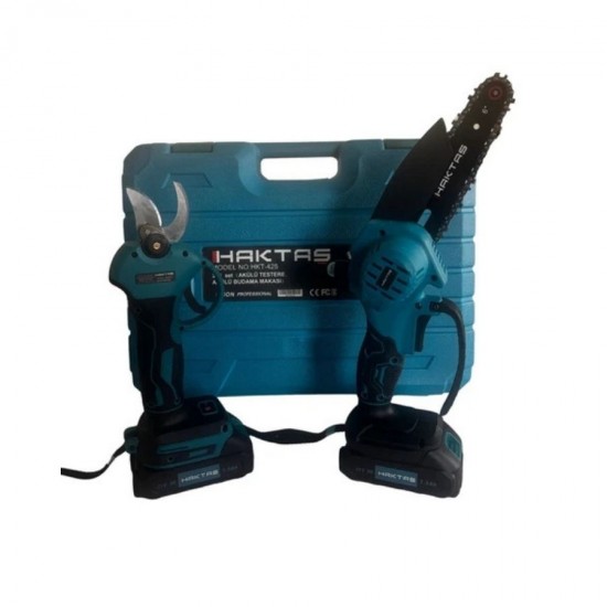 Haktaş HKT425 32mm 21V Kablosuz 15cm 18.5 diş Akülü Mini Testere ve Budama Makası Seti
