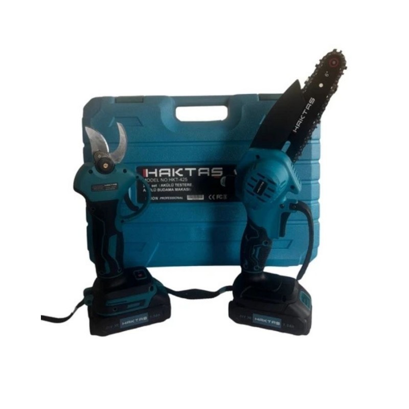Haktaş HKT425 32mm 21V Kablosuz 15cm 18.5 diş Akülü Mini Testere ve Budama Makası Seti