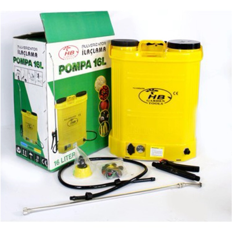 HB 16lt 130cm 5.5kg 12V 8Ah Sarı Sırt Tipi Akülü İlaçlama Makinesi