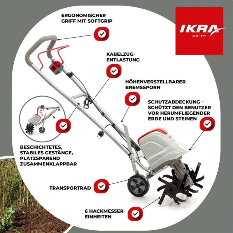 Ikra 70300910 Flexo FEM 1500w 17/30/45cm 24bıçak 13.8kg Elektrikli Çapa Makinesi