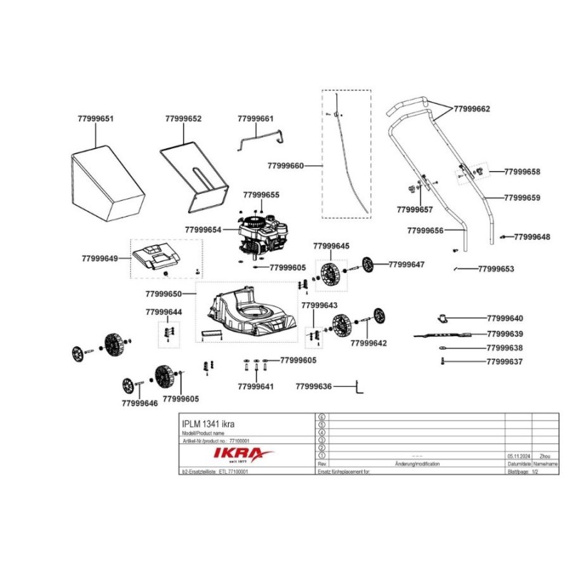 Ikra 77100001 IPLM 1341/ E01 003A 3bg 132cc 41cm 45lt İtmeli Plastik Şase Benzinli Çim Biçme Makinesi Ikra 77100001 IPLM 1341/ E01 003A 3bg 132cc 41cm 45lt İtmeli Plastik Şase Benzinli Çim Biçme Makinesi