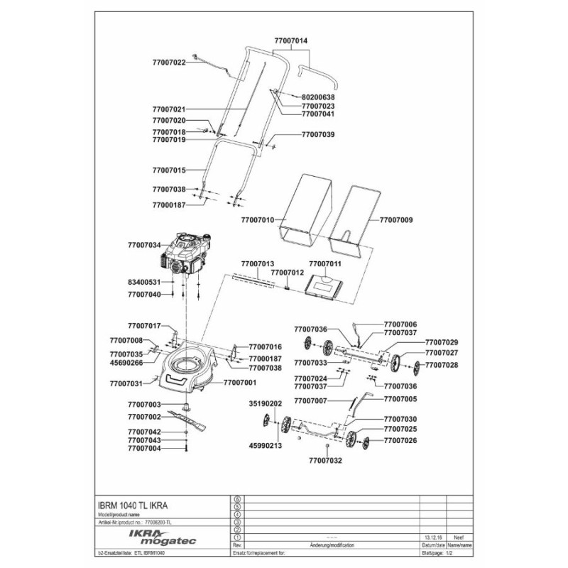 Ikra IBRM 1040TL 3hp 140cc 40cm 50lt Çelik İtmeli Benzinli Çim Biçme Makinesi