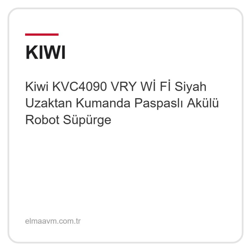 Kiwi KVC4090 VRY Wİ Fİ Siyah Uzaktan Kumanda Paspaslı Akülü Robot Süpürge