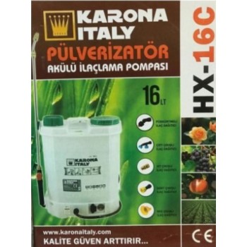 Korona Italy 16lt 130cm 5.5kg 12V 8Ah Sırt Tipi Akülü İlaçlama Makinesi