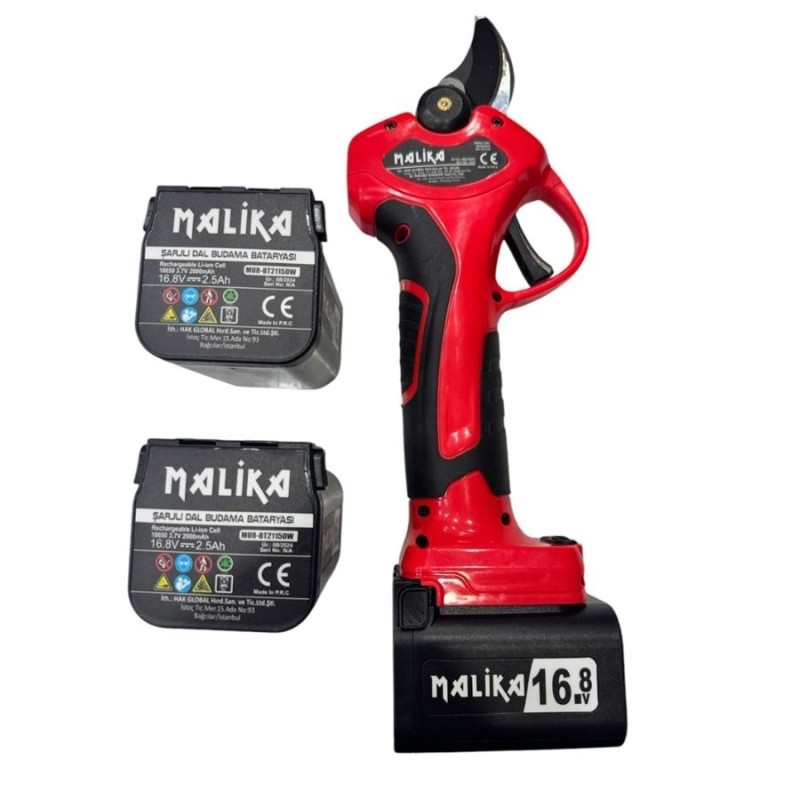 malika 35mm 16.8V 2.5Ahx3Ad 4sa 980gr Kızaklı Ağız Sensörlü Kablosuz Akülü Budama Makası
