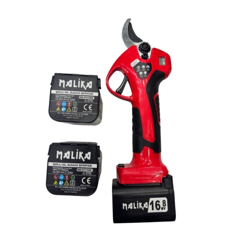 malika 35mm 16.8V 2.5Ahx3Ad 4sa 980gr Kızaklı Ağız Sensörlü Kablosuz Akülü Budama Makası