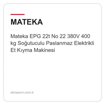Mateka EPG 22t No 22 380V 400 kg Soğutuculu Paslanmaz Elektrikli Et Kıyma Makinesi