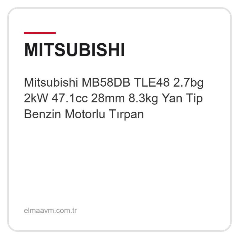 Mitsubishi MB58DB TLE48 2.7bg 2kW 47.1cc 28mm 8.3kg Yan Tip Benzin Motorlu Tırpan