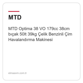 MTD Optima 38 VO 179cc 38cm bıçak 50lt 39kg Çelik Benzinli Çim Havalandırma Makinesi
