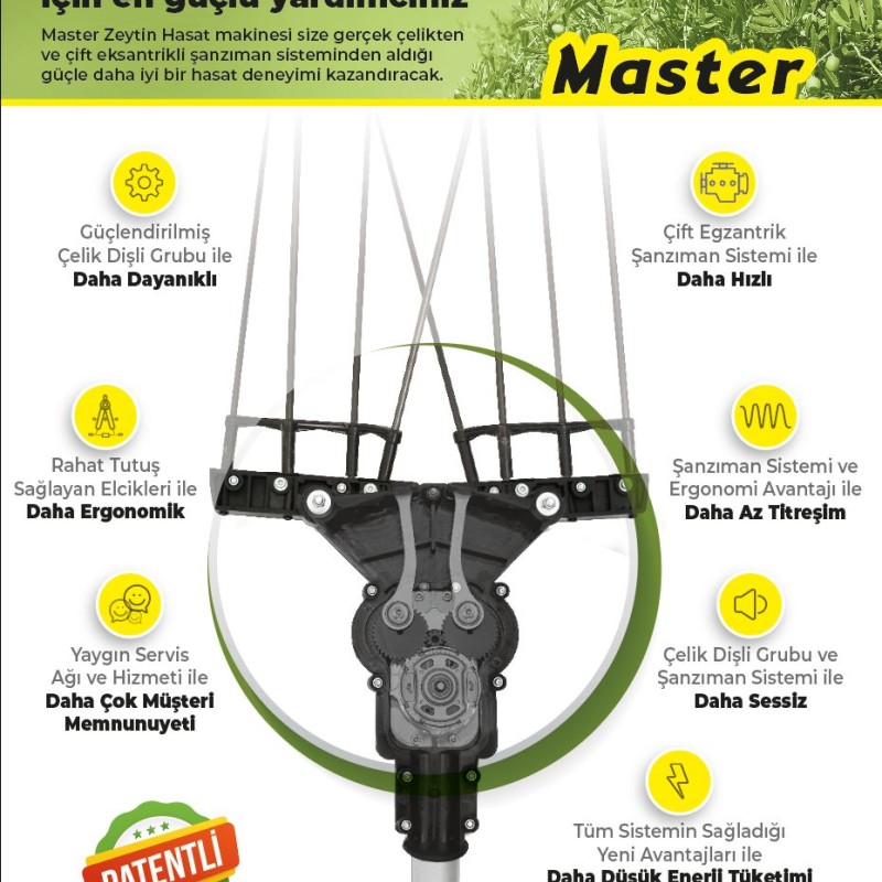 Olivepower Fix Mavi 33V DC Sabit Borulu Taraklı Çırpıcı Akülü Zeytin Hasat Makinesi