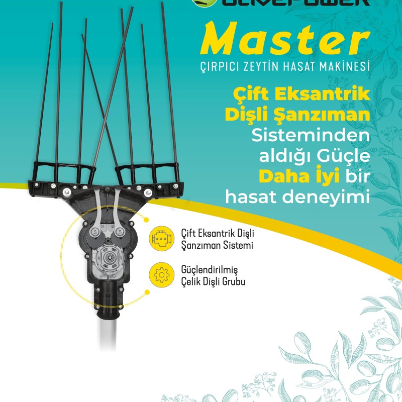 Olivepower Master V3 Mavi Paralel Aynı Yönlü Çırpıcı Akülü Zeytin Hasat Makinesi