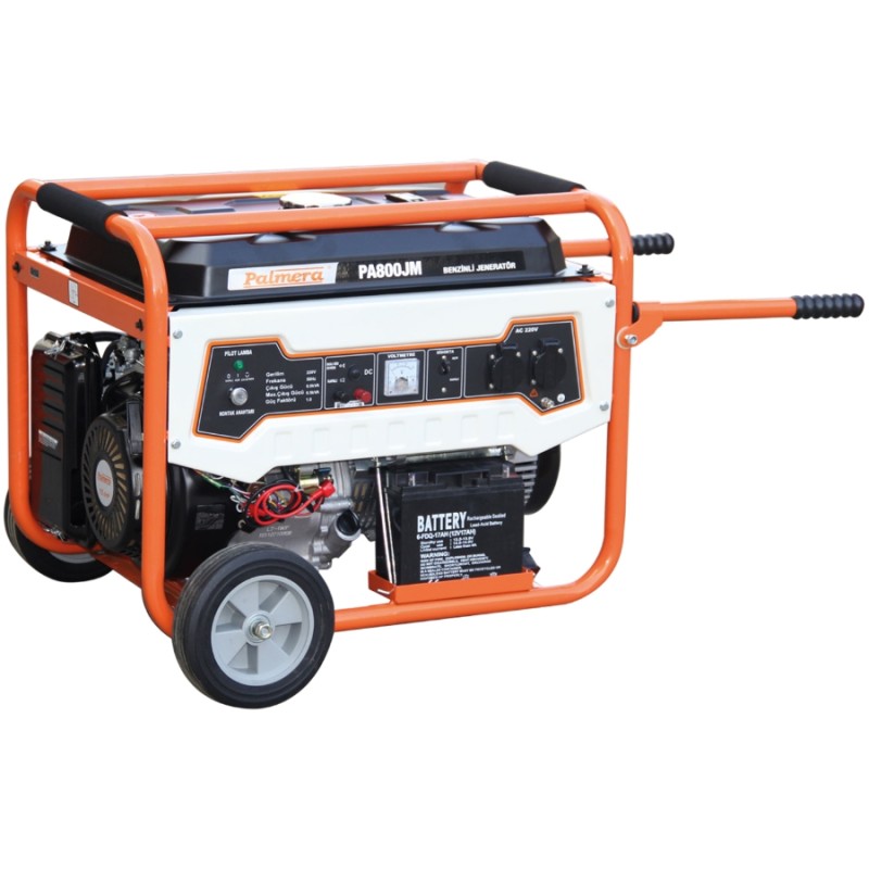 Palmera PA800JM 6.5kW 8.12kVa 15bg 420cc 85kg Tekerli Marşlı Monofaze Benzinli Jeneratör