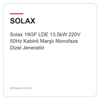 Solax 19GF LDE 13.5kW 220V 50Hz Kabinli Marşlı Monofaze Dizel Jeneratör