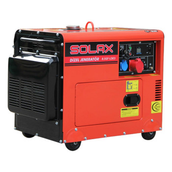 Solax 8.5GF LDE3 7.1kVa 456cc 190kg Tekerli Kabinli Marşlı Trifaze Dizel Jeneratör Solax 8.5GF LDE3 7.1kVa 456cc 190kg Tekerli Kabinli Marşlı Trifaze Dizel Jeneratör
