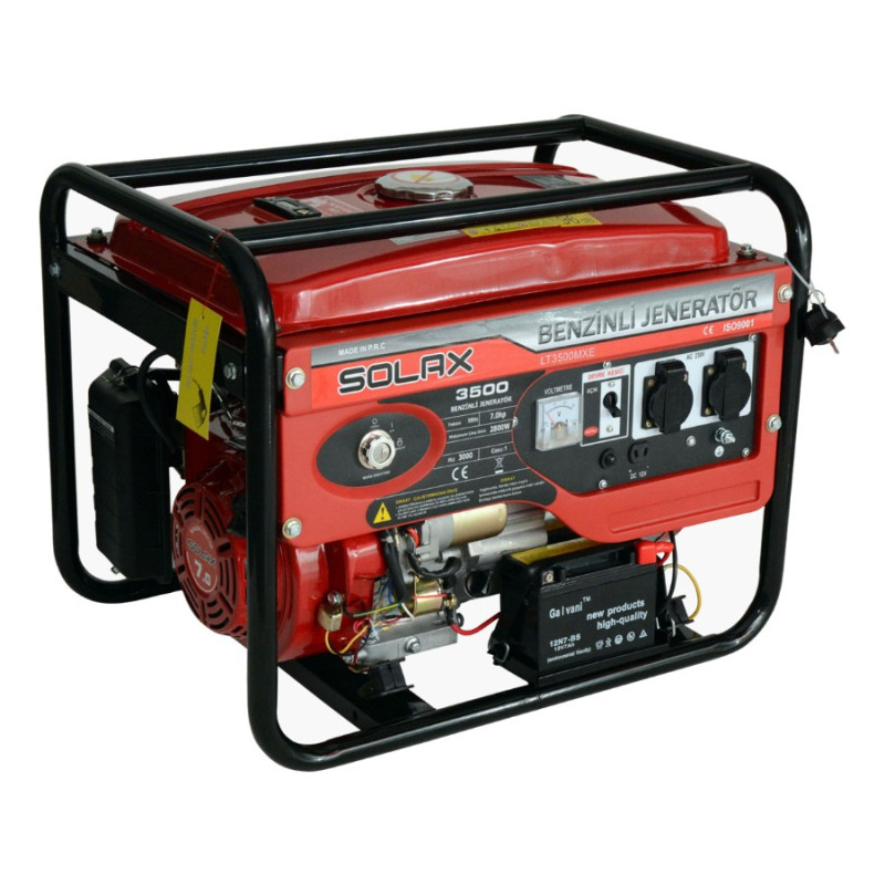 Solax LT3500MXE 2.8kW 3.5kVA 7bg 208cc 48kg İpli Marşlı Monofaze Benzinli Jeneratör Solax LT3500MXE 2.8kW 3.5kVA 7bg 208cc 48kg İpli Marşlı Monofaze Benzinli Jeneratör