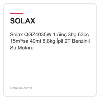Solax QGZ4035W 1.5inç 3bg 63cc 15m³/sa 40mt 8.8kg İpli 2T Benzinli Su Motoru Solax QGZ4035W 1.5inç 3bg 63cc 15m³/sa 40mt 8.8kg İpli 2T Benzinli Su Motoru