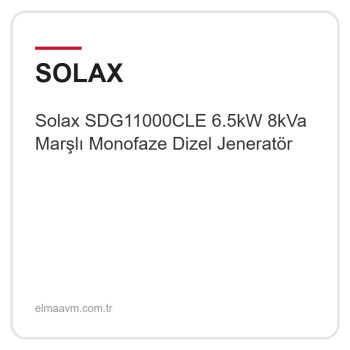 Solax SDG11000CLE 6.5kW 8kVa Marşlı Monofaze Dizel Jeneratör