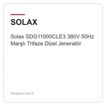 Solax SDG11000CLE3 380V 50Hz Marşlı Trifaze Dizel Jeneratör