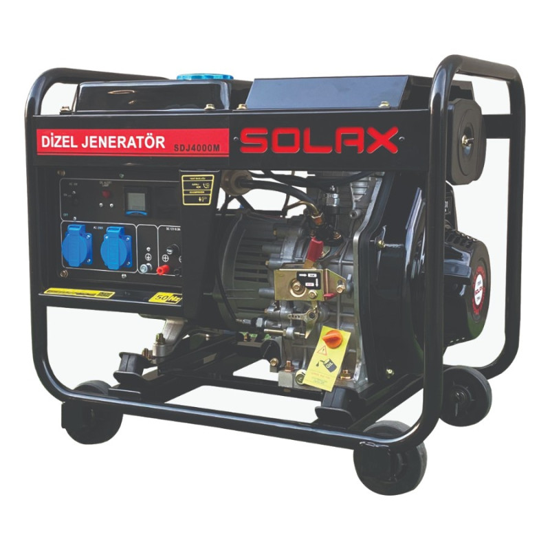 Solax SDJ4000M 3kW 7bg 296cc 80kg Tekerli İpli Monofaze Dizel Jeneratör