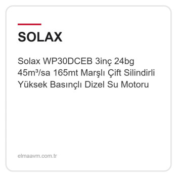 Solax WP30DCEB 3inç 24bg 45m³/sa 165mt Marşlı Çift Silindirli Yüksek Basınçlı Dizel Su Motoru