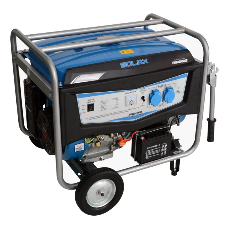 Solax YM10000LQE 9.3kVa 15bg 458cc 92kg Tekerli Marşlı Monofaze Benzinli Jeneratör Solax YM10000LQE 9.3kVa 15bg 458cc 92kg Tekerli Marşlı Monofaze Benzinli Jeneratör