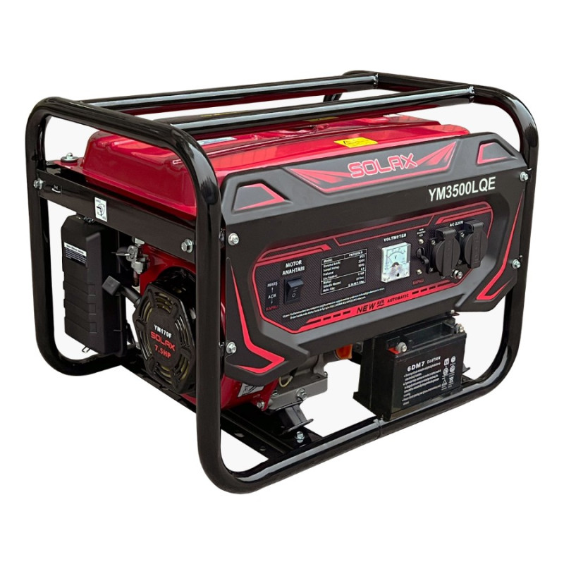 Solax YM3500LQE 2.8kW 3.5kVA 7bg 215cc 48kg İpli Marşlı Monofaze Benzinli Jeneratör Solax YM3500LQE 2.8kW 3.5kVA 7bg 215cc 48kg İpli Marşlı Monofaze Benzinli Jeneratör