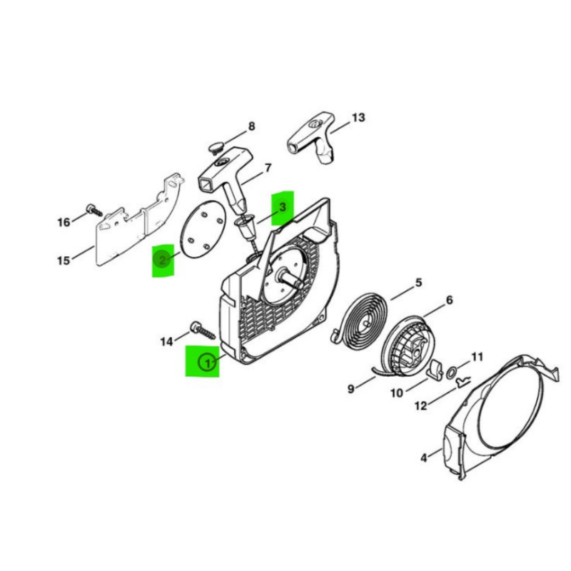 Stihl 11230801813 MS250 Motorlu Testere Logo ve Burç ile Starter Kapağı