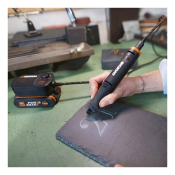 WORX WX990 MAKERX 20Volt 2.0Ah. Kömürsüz Profesyonel Gravür + 50MM Açılı Avuç Taşlama Kombo Set + 39 Parça aksesuar