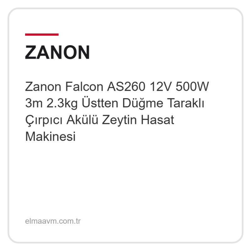 Zanon Falcon AS260 12V 500W 3m 2.3kg Üstten Düğme Taraklı Çırpıcı Akülü Zeytin Hasat Makinesi Zanon Falcon AS260 12V 500W 3m 2.3kg Üstten Düğme Taraklı Çırpıcı Akülü Zeytin Hasat Makinesi