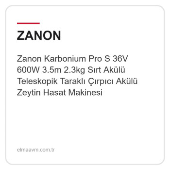 Zanon Karbonium Pro S 36V 600W 3.5m 2.3kg Sırt Akülü Teleskopik Taraklı Çırpıcı Akülü Zeytin Hasat Makinesi