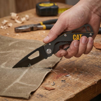 CAT DA980265 Kemer Askı Kancalı Katlanabilir 13CM Paslanmaz Çelik Siyah Kamp Çakısı CAT DA980265 Kemer Askı Kancalı Katlanabilir 13CM Paslanmaz Çelik Siyah Kamp Çakısı