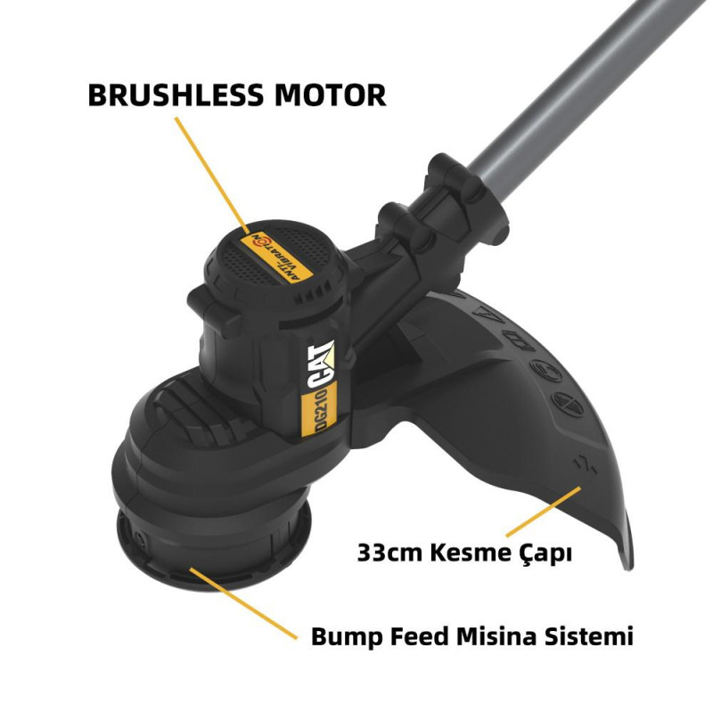 CAT DG210 18Volt 4.0Ah. Li-ion 33cm Tek Akülü Profesyonel Misinalı Çim ve Kenar Kesme