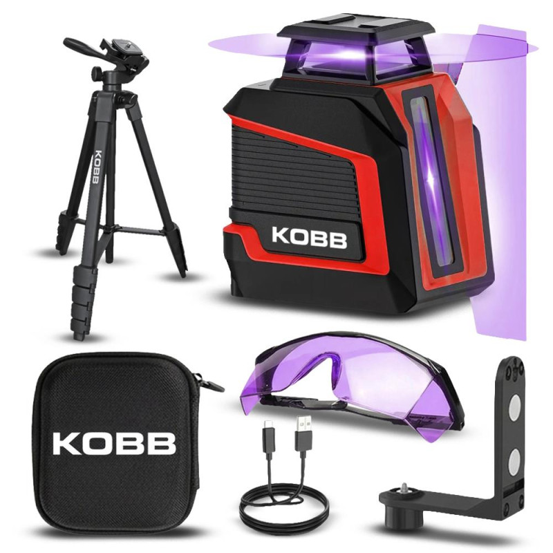 KOBB KBL30P 3.7V Li-ion Yatay 360° ve Dikey Otomatik Hizalamalı Mor Işık Profesyonel Lazer+Tripod KOBB KBL30P 3.7V Li-ion Yatay 360° ve Dikey Otomatik Hizalamalı Mor Işık Profesyonel Lazer+Tripod