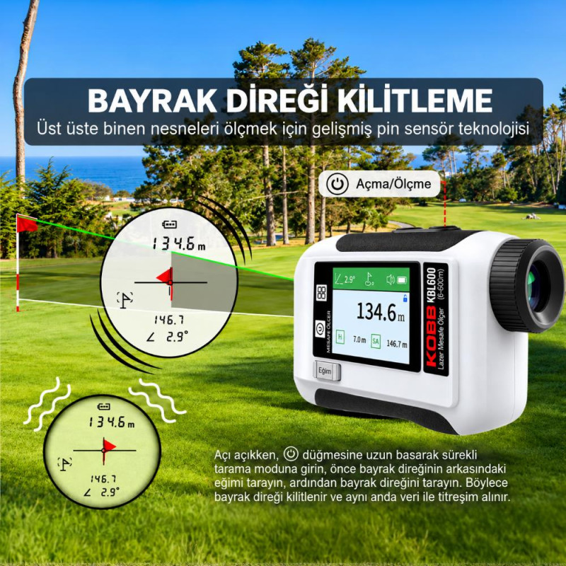 KOBB KBL600 600Mt 3.7V Li-ion LCD Ekran Şarjlı Profesyonel Optik Dürbünlü Golf Lazer Metre KOBB KBL600 600Mt 3.7V Li-ion LCD Ekran Şarjlı Profesyonel Optik Dürbünlü Golf Lazer Metre