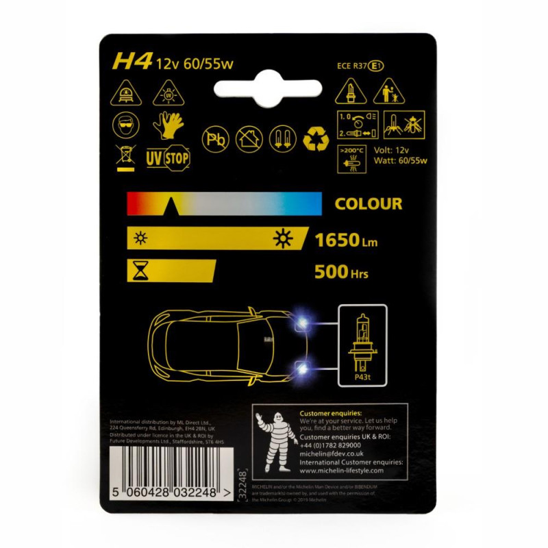 Michelin MC32248 12Volt 60/55Watt 1650 Lümen H4 Halojen Far Michelin MC32248 12Volt 60/55Watt 1650 Lümen H4 Halojen Far