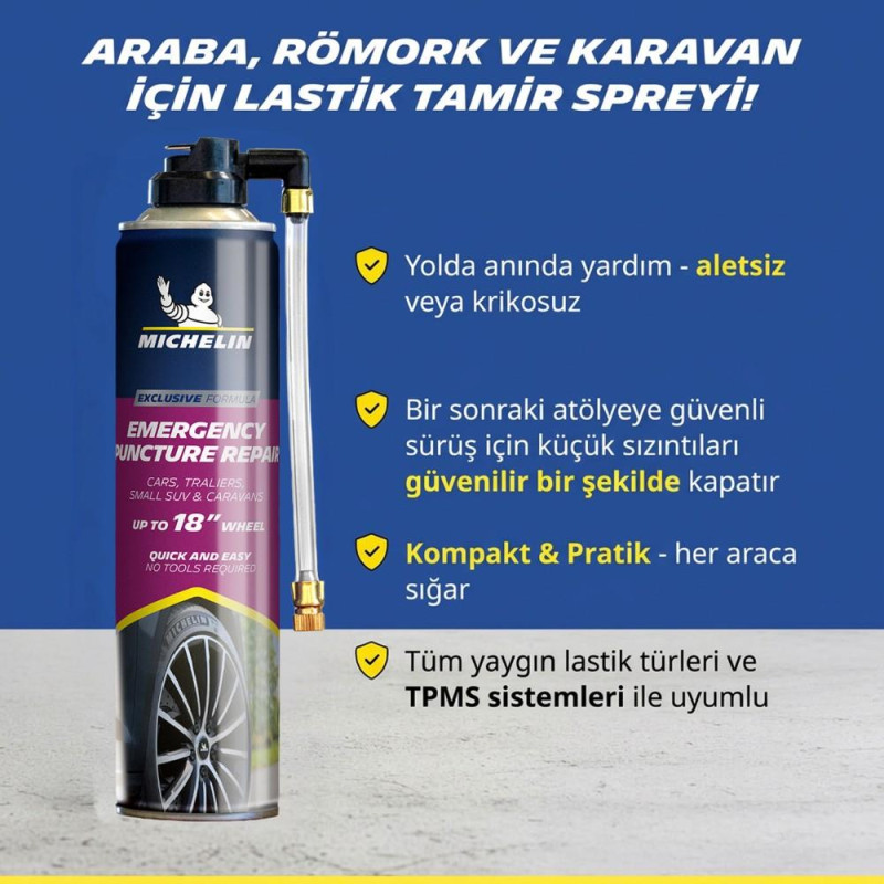 Michelin MC32699 500ml Acil Lastik Tamir Spreyi/Köpüğü Michelin MC32699 500ml Acil Lastik Tamir Spreyi/Köpüğü