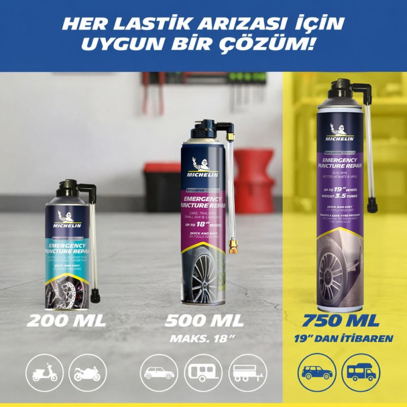 Michelin MC35133 750ml XL Acil Lastik Tamir Spreyi/Köpüğü Michelin MC35133 750ml XL Acil Lastik Tamir Spreyi/Köpüğü