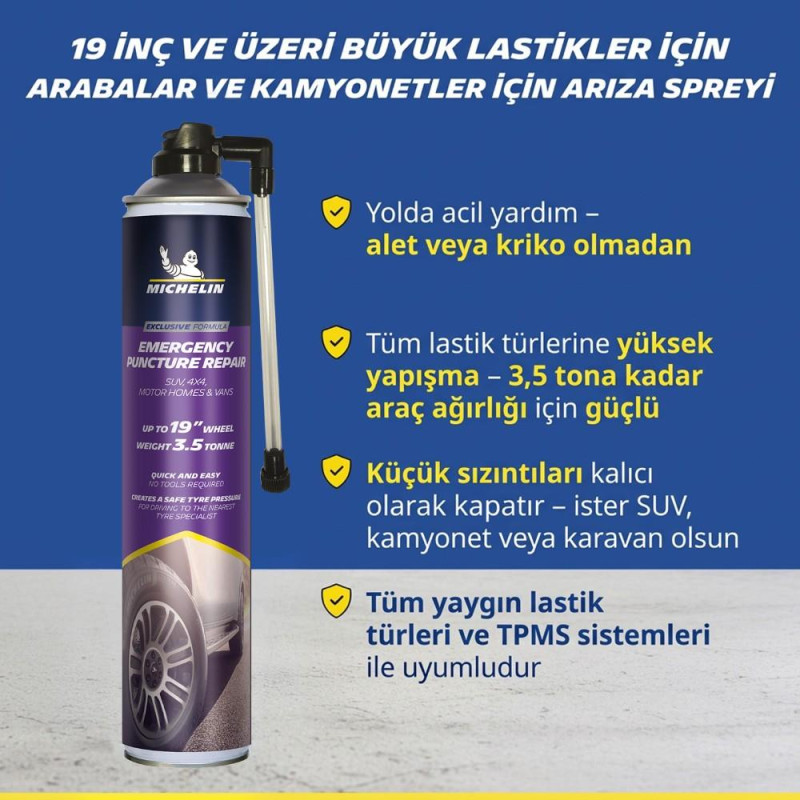 Michelin MC35133 750ml XL Acil Lastik Tamir Spreyi/Köpüğü Michelin MC35133 750ml XL Acil Lastik Tamir Spreyi/Köpüğü