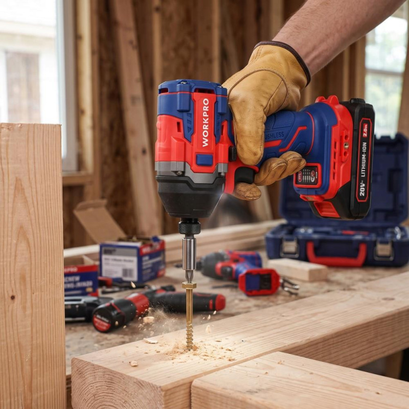 WORKPRO WP390107 20Volt 2.0Ah. Li-ion 230Nm Çift Akü Kömürsüz Profesyonel Şarjlı Darbeli Tornavida