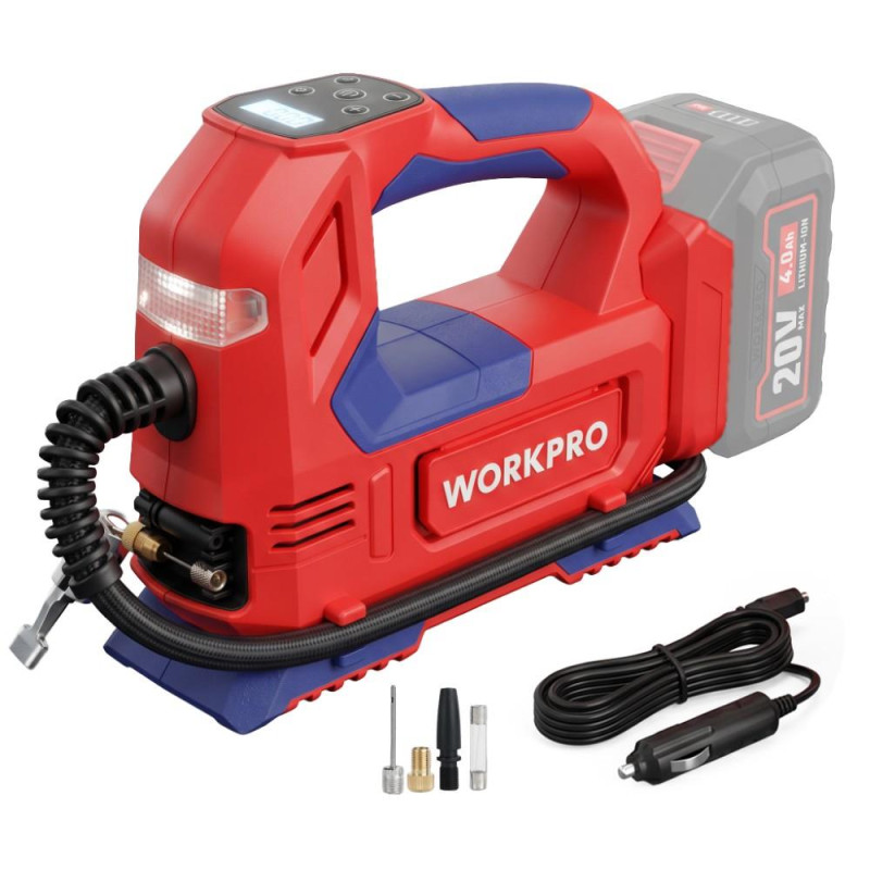 WORKPRO WP394010 20V/12Volt 150 PSI Ayarlanabilir Dijital Basınç Göstergeli Hava Pompası (Aküsüz)