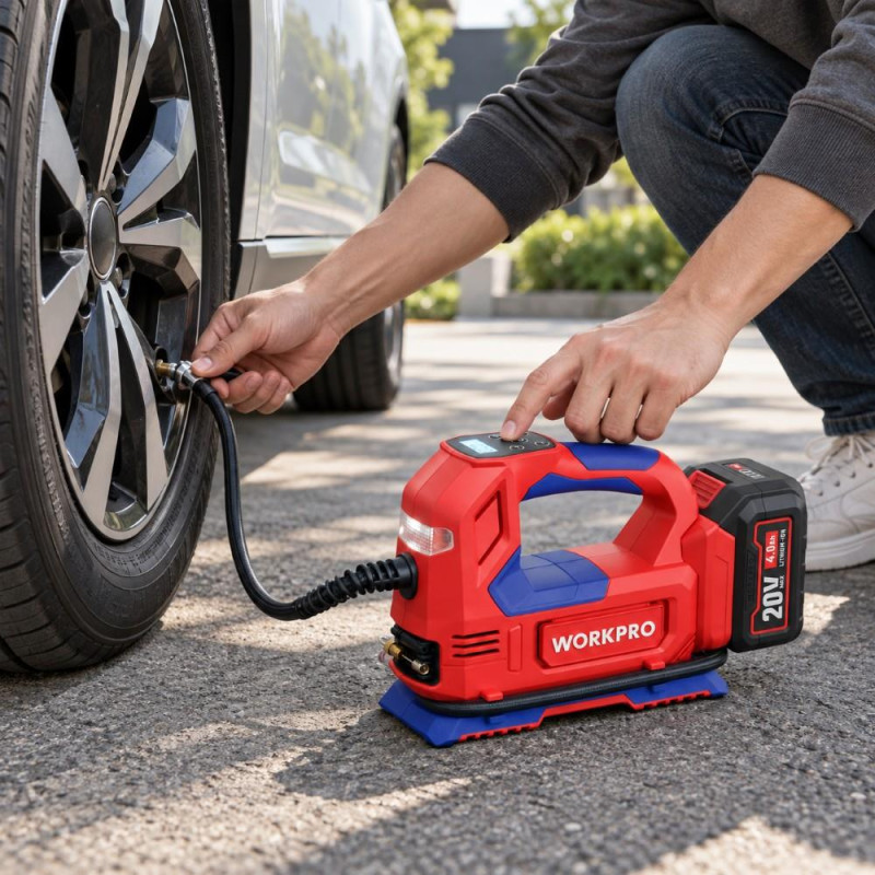 WORKPRO WP394010 20V/12Volt 150 PSI Ayarlanabilir Dijital Basınç Göstergeli Hava Pompası (Aküsüz)