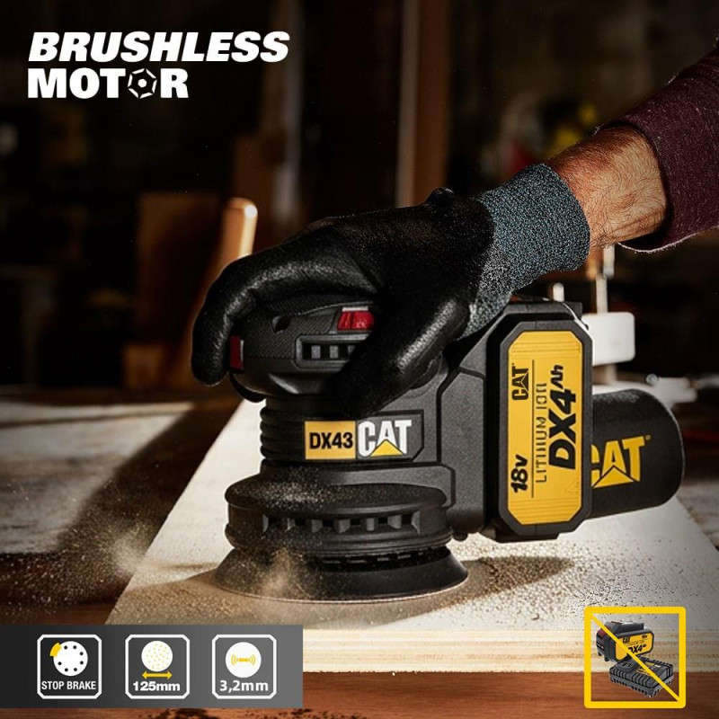 CAT DX43B 18Volt 125mm Kömürsüz Devir Ayarlı Profesyonel Eksantrik Zımpara (Akü Dahil Değildir) CAT DX43B 18Volt 125mm Kömürsüz Devir Ayarlı Profesyonel Eksantrik Zımpara (Akü Dahil Değildir)