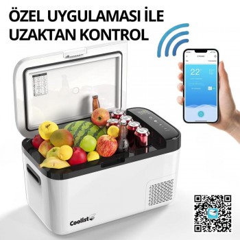 Coolist CLK15B 12/24Volt/ 220Volt 15 Litre Kompresörlü Bluetooth Bağlantılı Oto Buzdolabı Coolist CLK15B 12/24Volt/ 220Volt 15 Litre Kompresörlü Bluetooth Bağlantılı Oto Buzdolabı