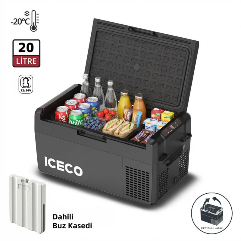 ICECO MCD20B 12/24Volt 20 Litre Kompresörlü Oto Buzdolabı/Dondurucu + Buz Kaseti