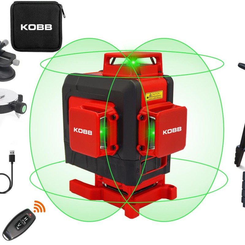 KOBB KBL35GTP Profesyonel Li-ion Şarjlı 4X360⁰ Otomatik Hizalamalı Yeşil Çapraz Çizgi Lazer Distomat+Tripod KOBB KBL35GTP Profesyonel Li-ion Şarjlı 4X360⁰ Otomatik Hizalamalı Yeşil Çapraz Çizgi Lazer Distomat+Tripod